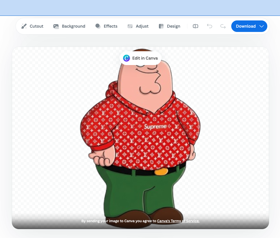RemoveBG tool removing background